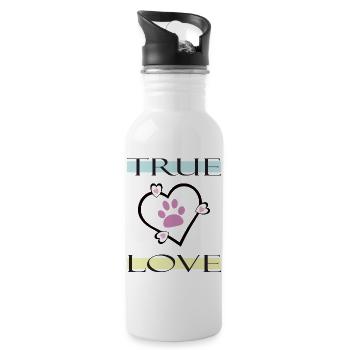 True Love Paw Print - Water bottle with straw - white - Right