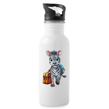 Ein Zebra fährt in den Urlaub - Trinkflasche mit integriertem Trinkhalm - Weiß - Rechts