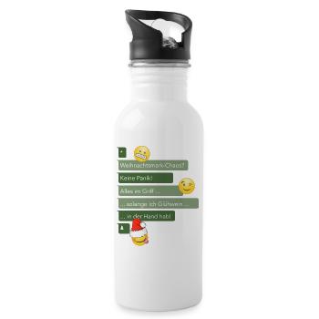 Weihnachtschaos im Griff - Trinkflasche mit integriertem Trinkhalm - Weiß - Rechts