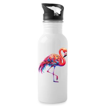 Flamingo - Water bottle with straw - white - Right