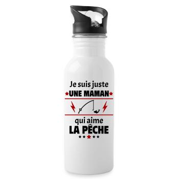 Juste une maman qui aime la pêche, cadeau de noël - Gourde avec paille intégrée - blanc - Droite