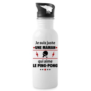 Juste une maman qui aime le ping-pong, cadeau noël - Gourde avec paille intégrée - blanc - Droite