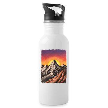 Mountain Sunset - Water bottle with straw - white - Right