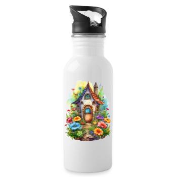 Fantasy house with enchanted garden - Water bottle with straw - white - Right