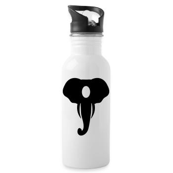 Elephant Head Animal Circle Gift - Water bottle with straw - white - Right