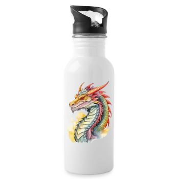 Drache - Trinkflasche mit integriertem Trinkhalm - Weiß - Rechts