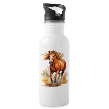 Pferd - Trinkflasche mit integriertem Trinkhalm - Weiß - Rechts