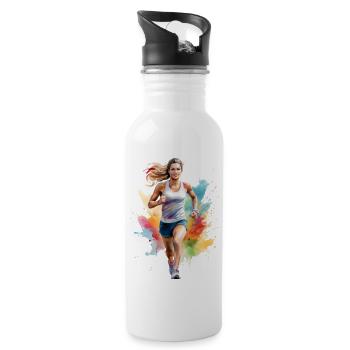 Jogger or runner - Water bottle with straw - white - Right