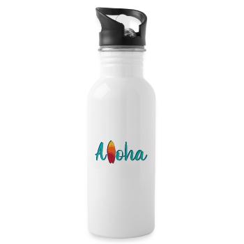 Aloha Vibes – Hawaii Edition - Trinkflasche mit integriertem Trinkhalm - Weiß - Rechts