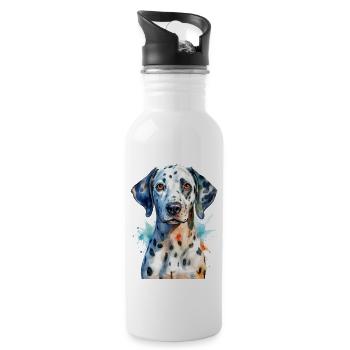 Ein Dalmatiner - Trinkflasche mit integriertem Trinkhalm - Weiß - Rechts