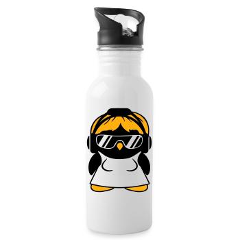 Pingouin DJ Fille Robe Femme Casque Lunettes de soleil - Gourde avec paille intégrée - blanc - Droite
