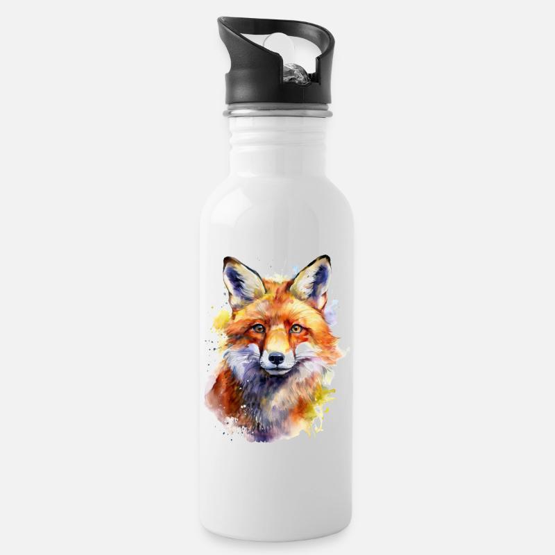 Renard - Gourde avec paille intégrée - blanc