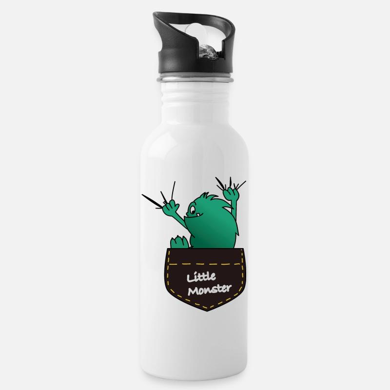 Monster 2 - Trinkflasche mit integriertem Trinkhalm - Weiß