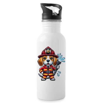 Design de pompier Beagle - Gourde avec paille intégrée - blanc - Droite