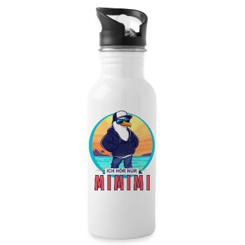 ICH HÖR NUR MIMIMI!!! - Trinkflasche mit integriertem Trinkhalm - Weiß - Rechts
