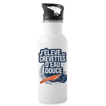 J'élève des crevettes d'eau douce - Gourde avec paille intégrée - blanc - Droite