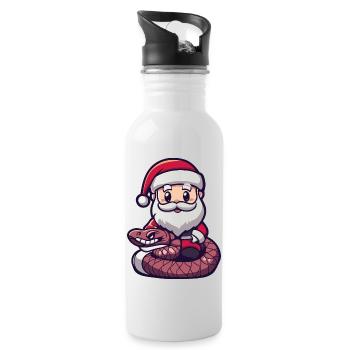 serpent cobra père noël dessin animé - Gourde avec paille intégrée - blanc - Droite