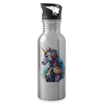 Femme Licorne Futuriste - Gourde avec paille intégrée - argent clair - Droite