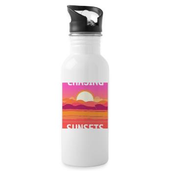 SUNSET DESIGN - Trinkflasche mit integriertem Trinkhalm - Weiß - Rechts