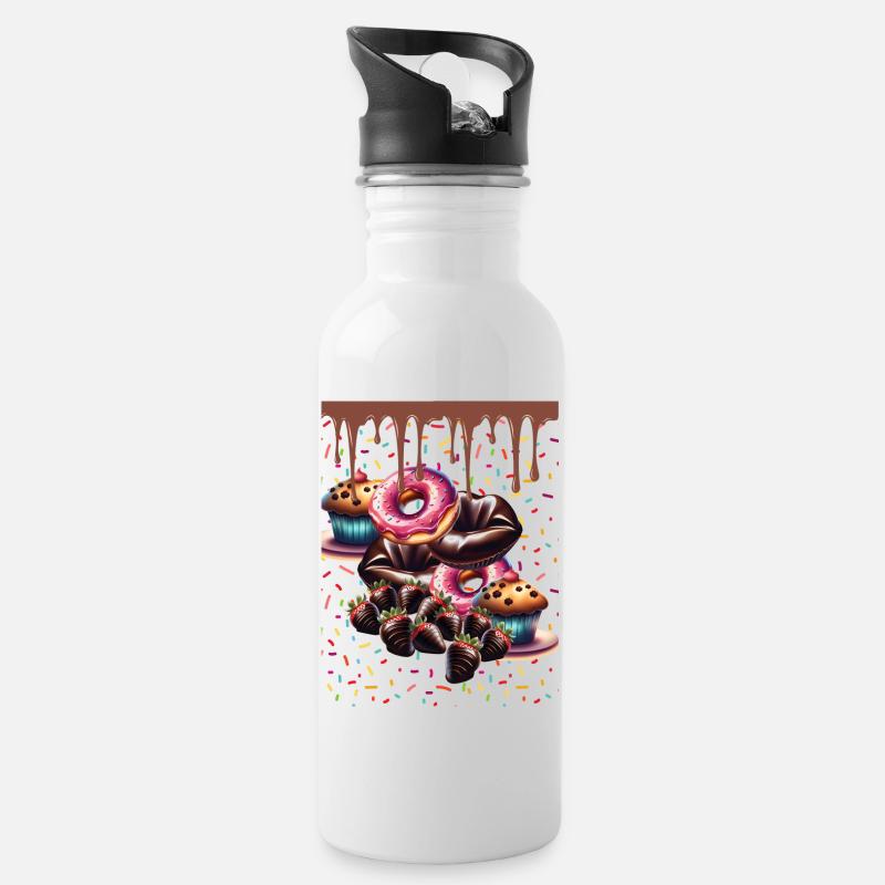 Süßigkeitenalarm - Trinkflasche mit integriertem Trinkhalm - Weiß