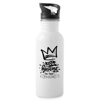 Hustle Finish by Ivye - Trinkflasche mit integriertem Trinkhalm - Weiß - Rechts