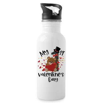 xoxo love you amore Flowers Women Valentine day 14 - Water bottle with straw - white - Right