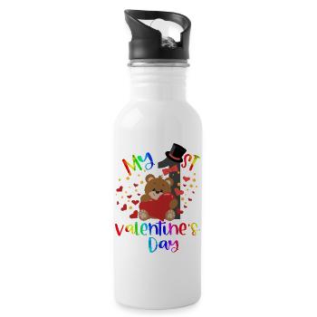xoxo love you amore Blumen Frauen Valentinstag 14 - Trinkflasche mit integriertem Trinkhalm - Weiß - Rechts