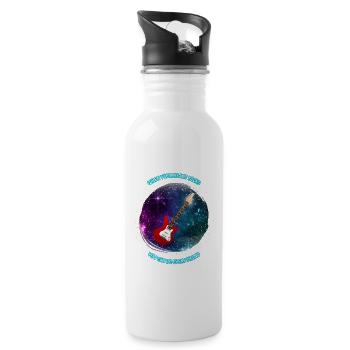Coole Gitarre Rot im Galaxy-Hintergrund mit Spruch - Trinkflasche mit integriertem Trinkhalm - Weiß - Rechts