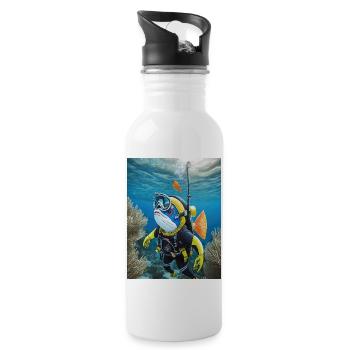 Fish in a diving suit 2 - Water bottle with straw - white - Right