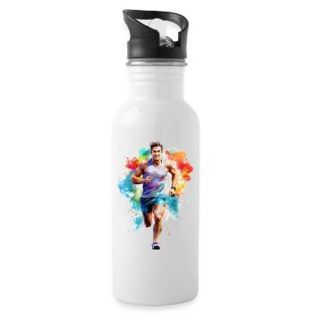 Runner or jogger - Water bottle with straw - white - Right
