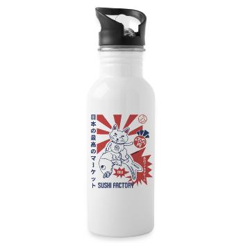 Sushi Factory Japanese sunburst - Water bottle with straw - white - Right