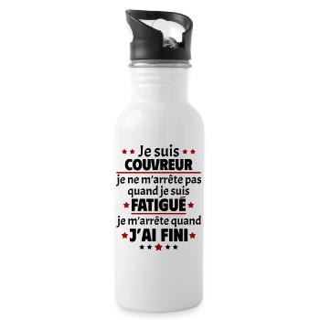 Je suis couvreur, fête des pères, idée cadeau - Gourde avec paille intégrée - blanc - Droite