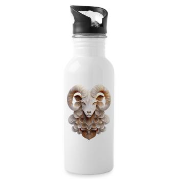 Sternzeichen Widder - Trinkflasche mit integriertem Trinkhalm - Weiß - Rechts