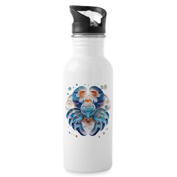 Sternzeichen Krebs - Trinkflasche mit integriertem Trinkhalm - Weiß - Rechts