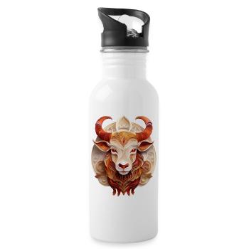 Sternzeichen Stier - Trinkflasche mit integriertem Trinkhalm - Weiß - Rechts