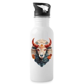Sternzeichen Stier - Trinkflasche mit integriertem Trinkhalm - Weiß - Rechts
