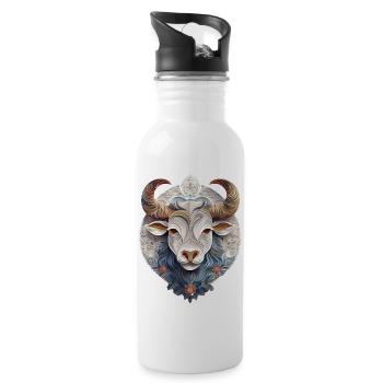 Sternzeichen Stier - Trinkflasche mit integriertem Trinkhalm - Weiß - Rechts