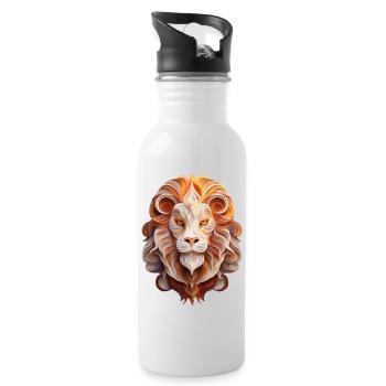 Zodiac sign Leo - Water bottle with straw - white - Right