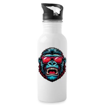 Gorillas with sunglasses - Water bottle with straw - white - Right