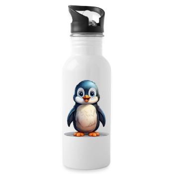 Cute Penguin - Water bottle with straw - white - Right