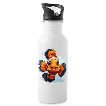 Poisson-clown - Gourde avec paille intégrée - blanc - Droite