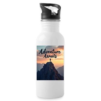L’aventure vous attend - Gourde avec paille intégrée - blanc - Droite