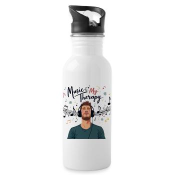 Music is my therapy - Water bottle with straw - white - Right
