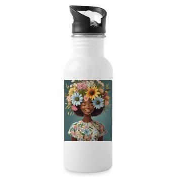 Flower Crown 2 - Water bottle with straw - white - Right