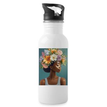 Flower Crown 3 - Water bottle with straw - white - Right