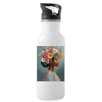 Flower Crown 1 - Water bottle with straw - white - Right
