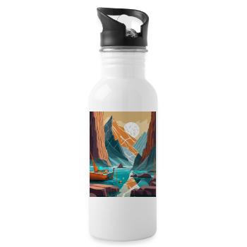 Mountains in Asia - Water bottle with straw - white - Right