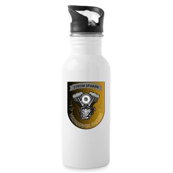 STROM SPAREN Verbrenner fahren - Trinkflasche mit integriertem Trinkhalm - Weiß - Rechts