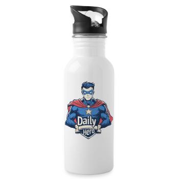 Daily Hero - Entfessle den Helden in Dir - Trinkflasche mit integriertem Trinkhalm - Weiß - Rechts
