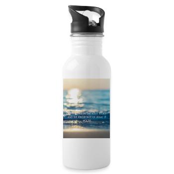 LIKE THE OCEAN THE SOUL IS DEEP AND WE KNOW NOT - Trinkflasche mit integriertem Trinkhalm - Weiß - Rechts
